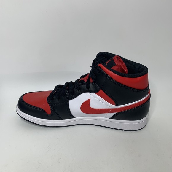 Nike Air Jordan 1 Mid Mens 10.5 \'Bred Toe\' Red Black White 554724 079 NEW main image 4